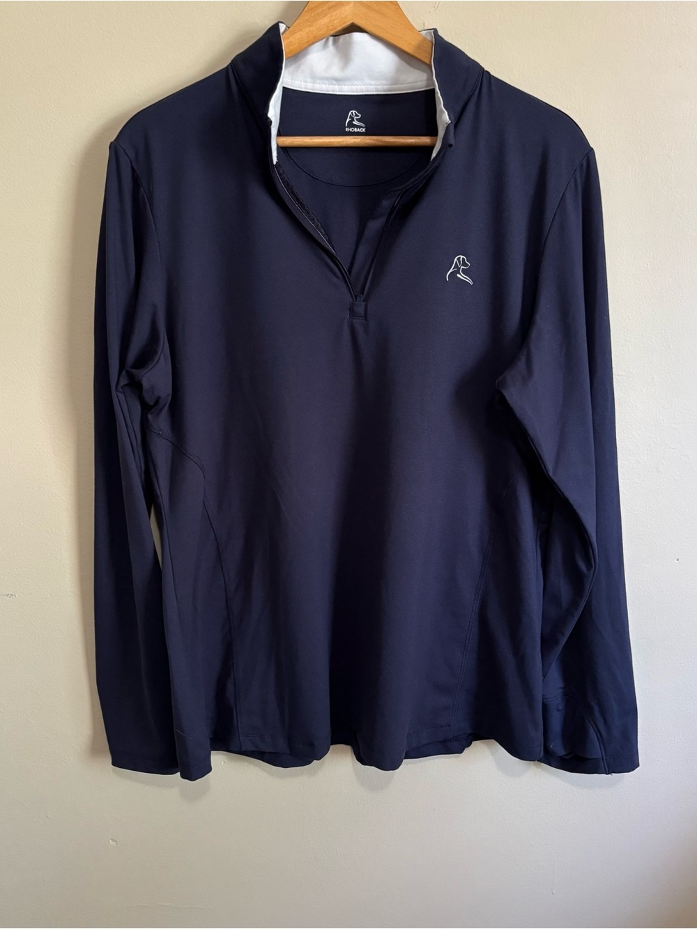 Rhoback Navy Blue Performance Quarter Zip Pullover Dog Logo Men’s XL
